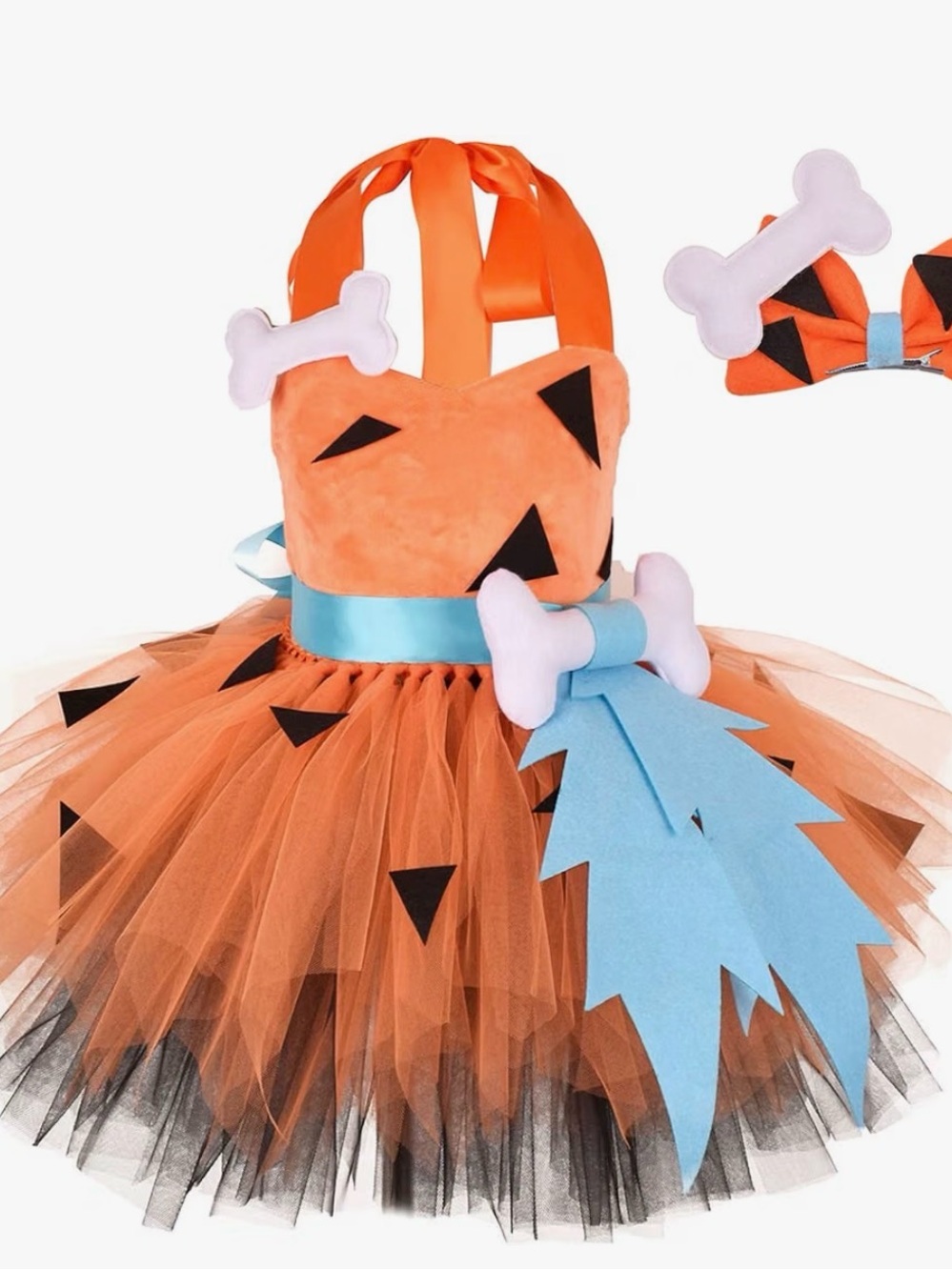 Orange & Blue Kids Tutu Costume with Bone Accents